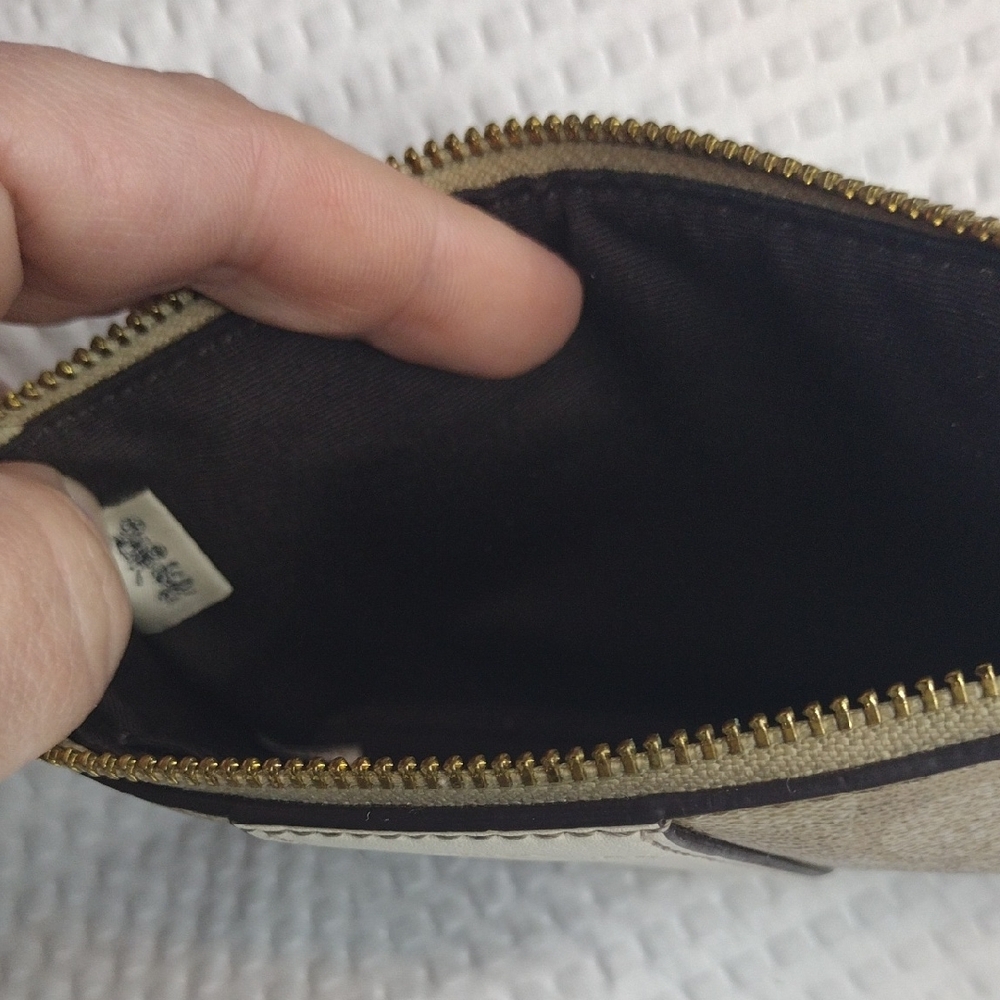 Coach Corner Zip Wristlet In Signature Canvas with Central Stripe - Picture 6 of 8